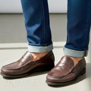 NWT New in Box SAS Men's Brown Cordovan Penny Loafers 10